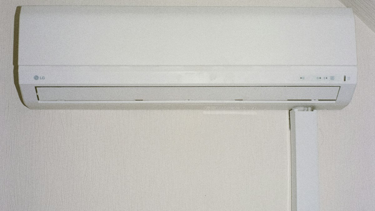 Newly installed split AC indoor unit on a white wall