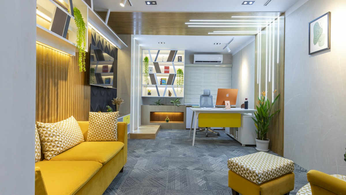 Bright living room with a wall-mounted split air conditioner
